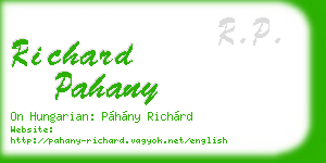 richard pahany business card