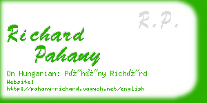 richard pahany business card
